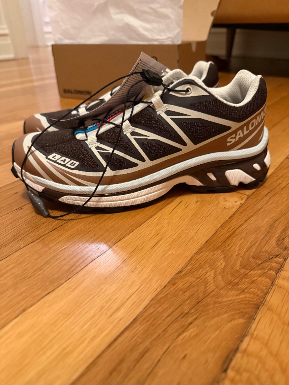 NWT Salomon XT-6 Black Coffee Sneakers Women's 8 / Men's 6.5 Box